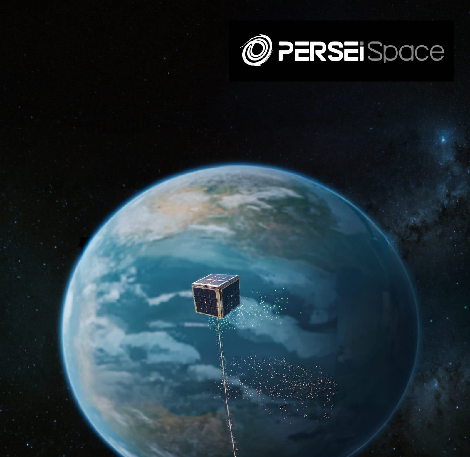 Deployed electrodynamic tether tape over Earth, artistic view